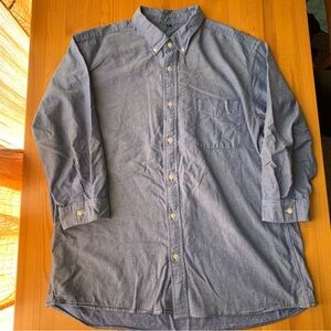 Muji Men's Blue Collar Button-Down Oxford with Cropped Sleeves Size XL